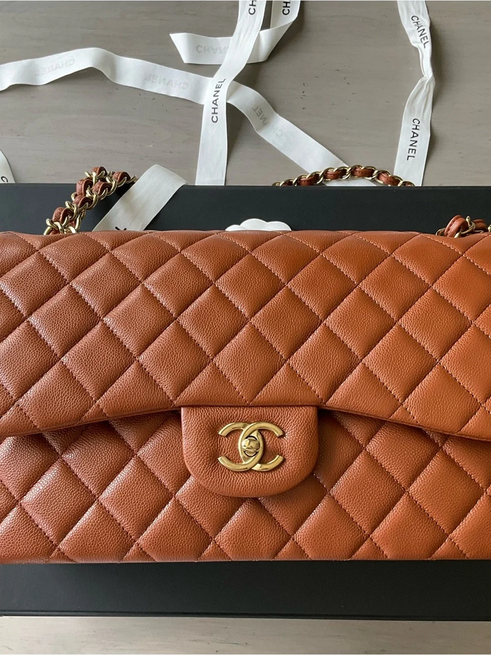 Chanel Brown Caviar Jumbo Flap